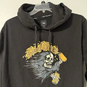Vans Hoodie Men's M Medium Black Cold Ones Grim Reaper Skull Pullover Sweatshirt